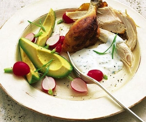 Warm chicken salad with tarragon mayo