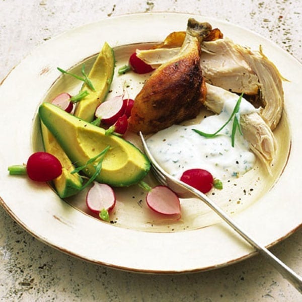 Warm chicken salad with tarragon mayo