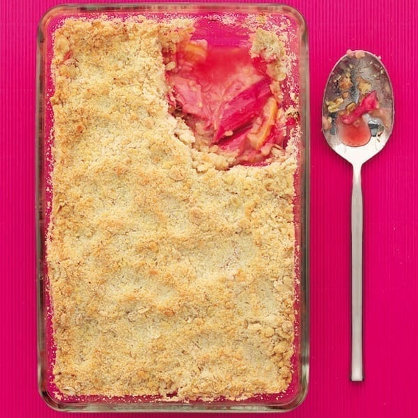 Rhubarb and blood orange crumble