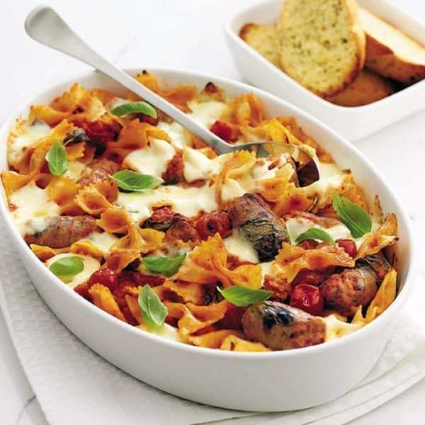 Sausage and roast vegetable pasta bake