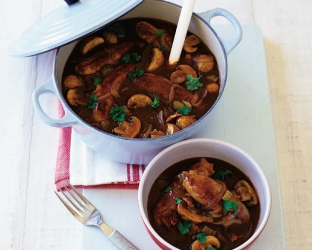 Sausage and Guinness casserole