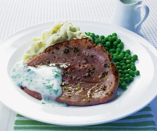 gammon with mustard mash