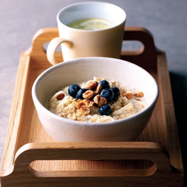 Apple muesli with blueberries and hazelnuts