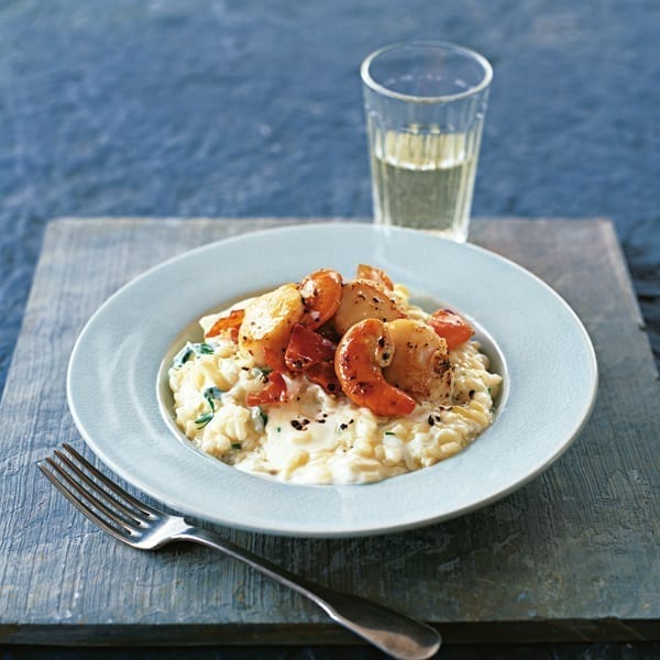 Fennel and mascarpone risotto with scallops and prosciutto