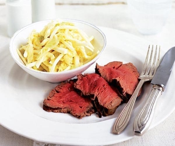 Herby dijon roast beef with rosemary potatoes