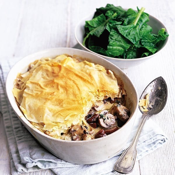 Mushroom and chestnut filo pie