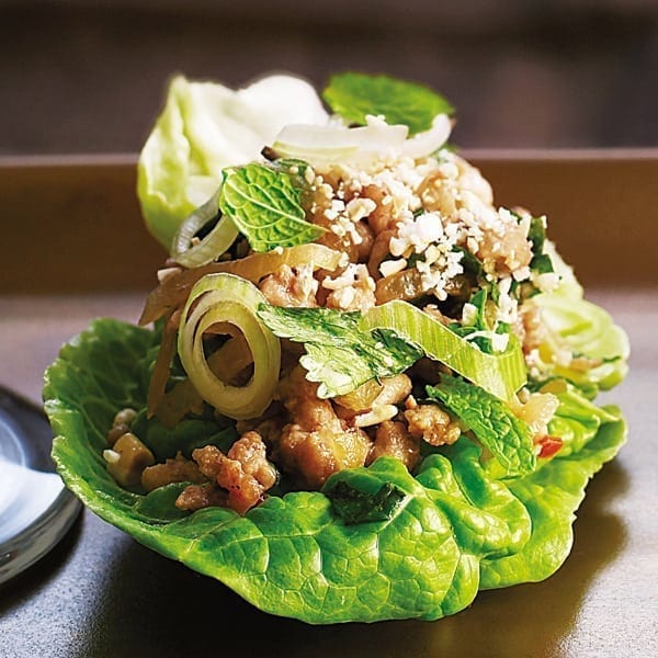 Pork larb in gem cups