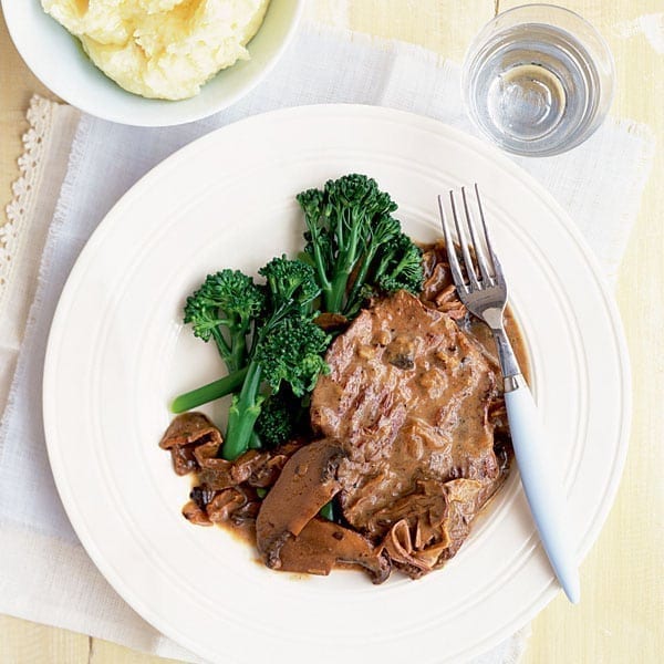 Braised steak with a wild mushroom and madeira sauce