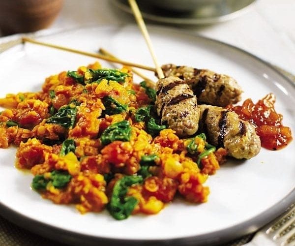 Devilled turkey koftas with apple salad