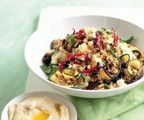 Griddled vegetables and feta couscous