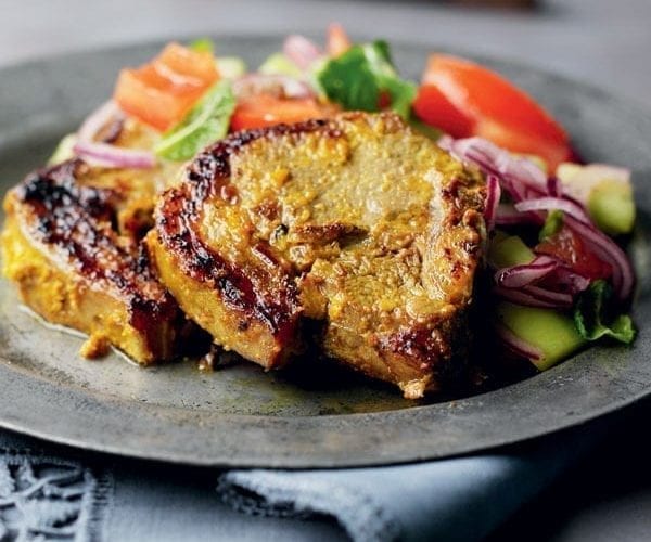 Minty lamb chops with quick boulangère potatoes