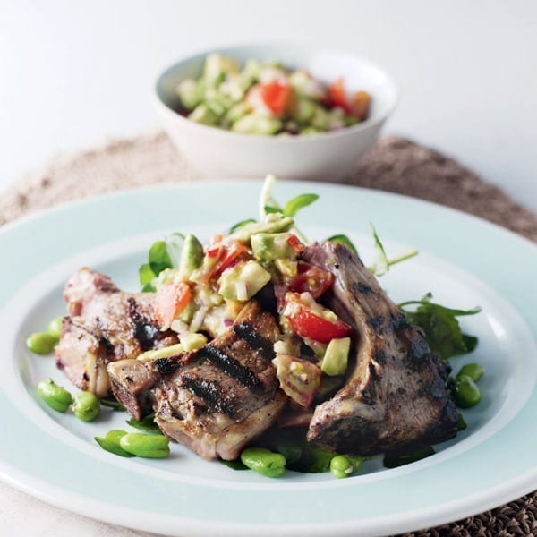 Lamb chops with avocado salsa