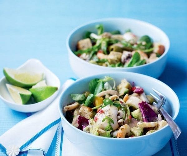 Seafood salad with lime and chilli salsa