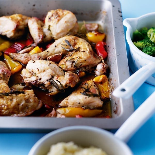 Lemon roast chicken with peppers