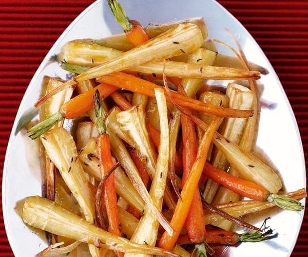 Honey-roast carrots and parsnips