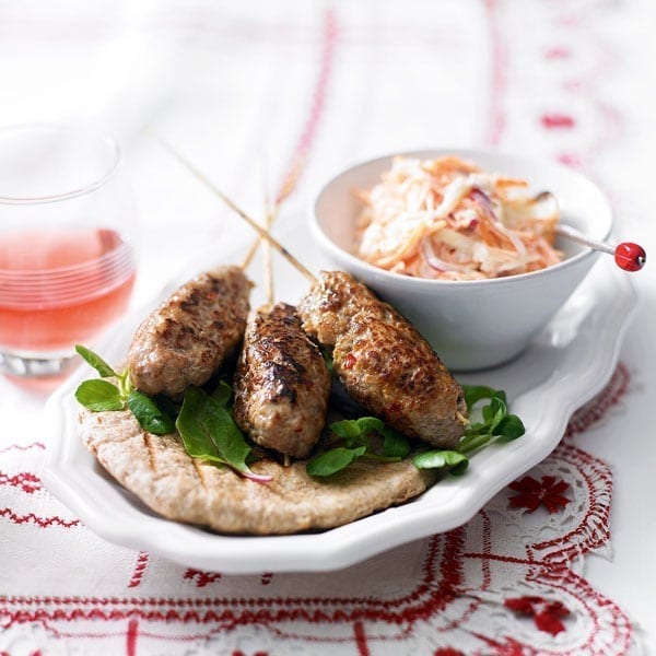 Quick pork and apple koftas with slaw