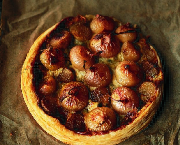 Cheese and shallot tart