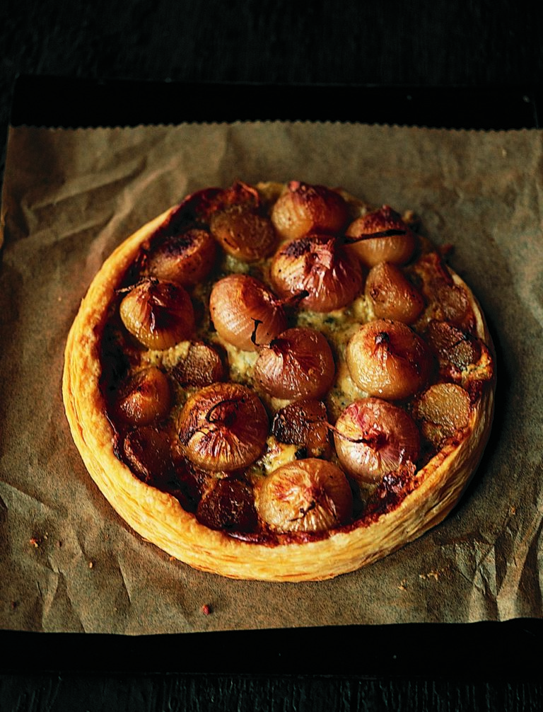 Cheese and shallot tart