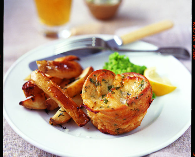 Fish Yorkshires with chunky tartare sauce