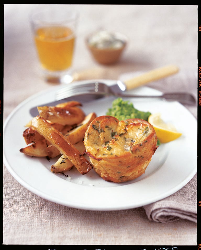 Fish Yorkshires with chunky tartare sauce