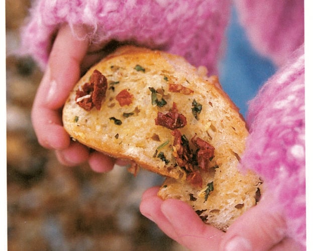 Sun-dried tomato, garlic and parsley bread