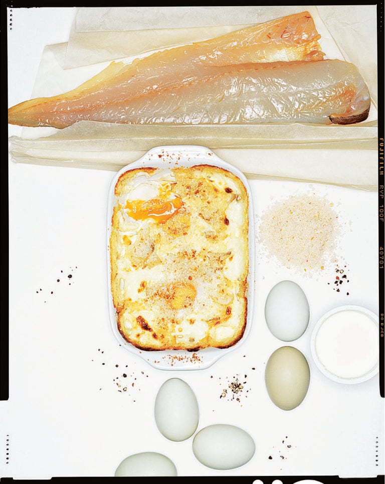 Haddock, cream and egg gratin