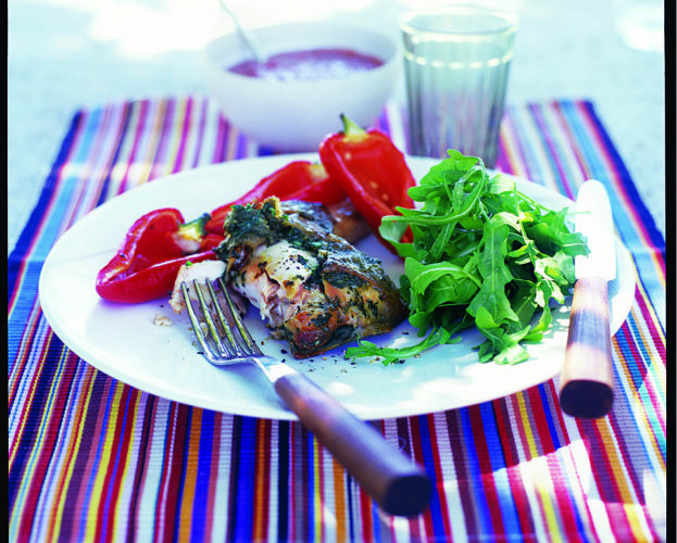 Basil and Parmesan stuffed chicken