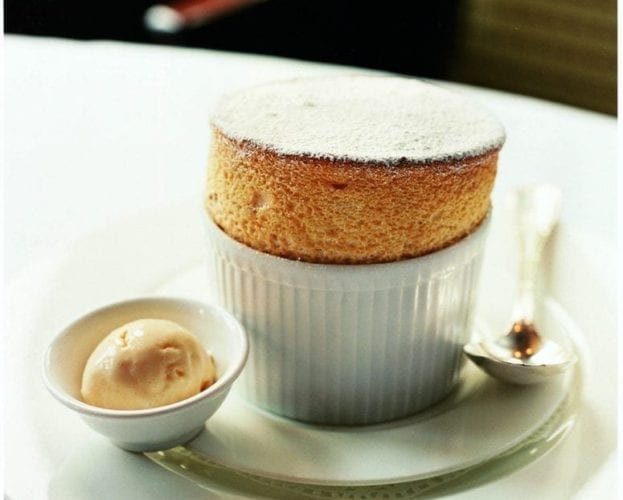 Hot apricot soufflés