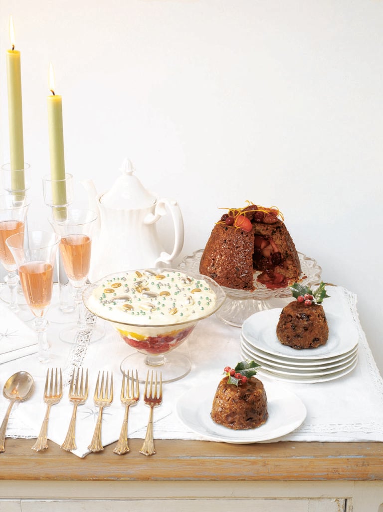 Christmas puddings on the table