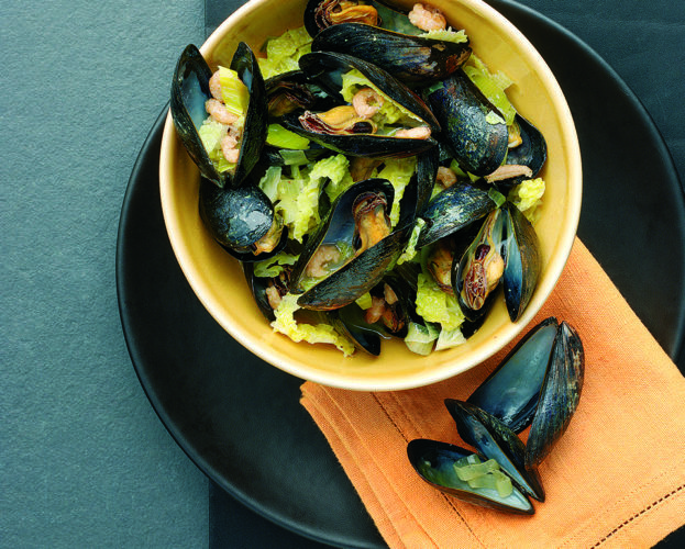 Mussel, squid and prawn stew with harissa