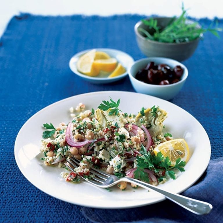 Bulgar wheat, chickpea and feta salad