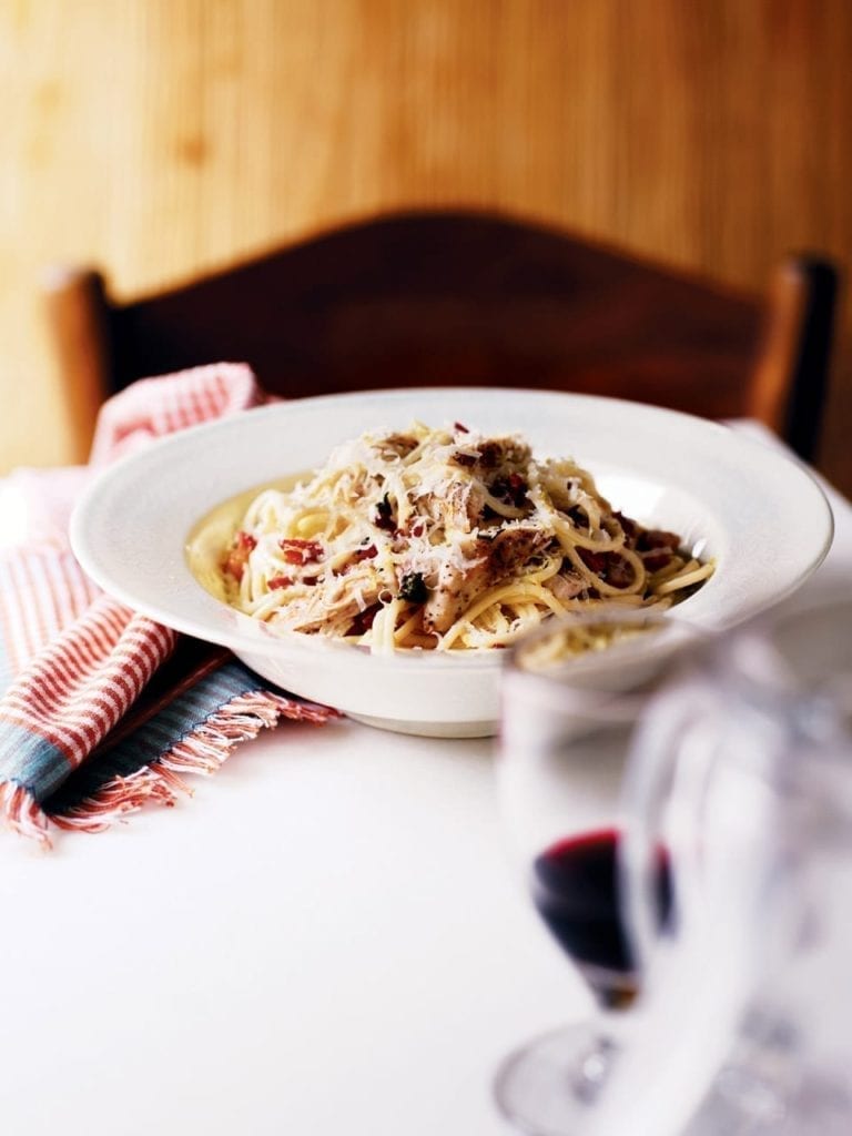 Chicken and lemon spaghetti carbonara