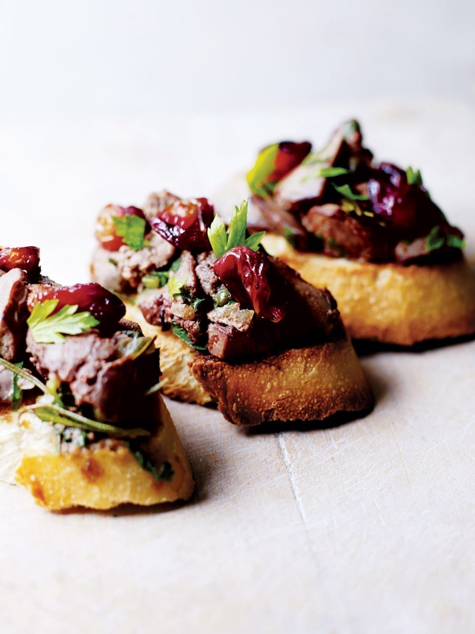 Chicken liver crostini with caramelised grapes recipe delicious. magazine