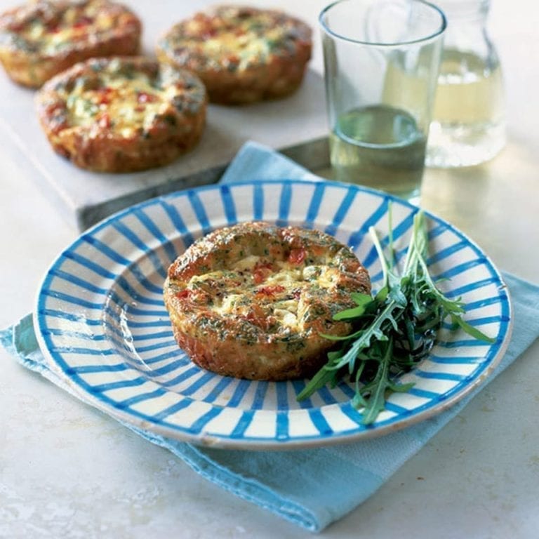 Feta, onion and red pepper frittatas