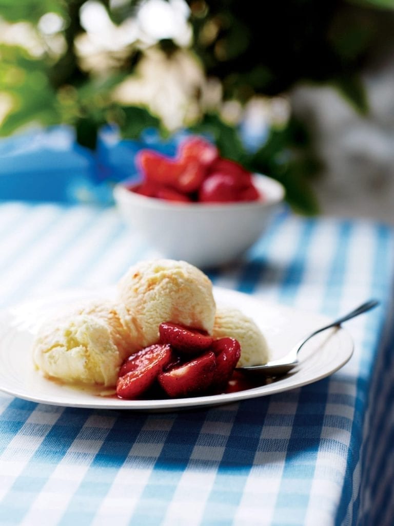 Limoncello semifreddo with strawberries