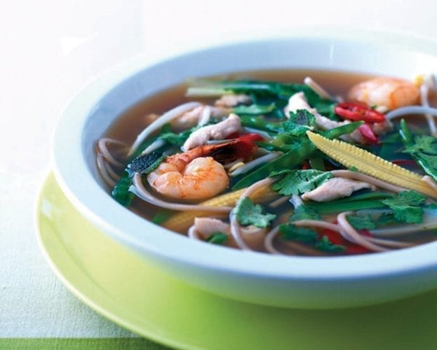 Prawn, chicken and pak choi noodles