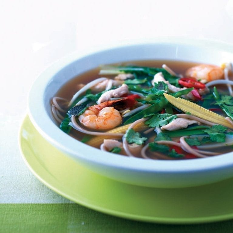 Prawn, chicken and pak choi noodles