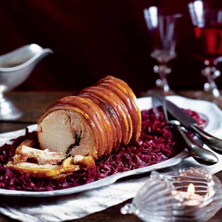 Roast pork with braised cabbage