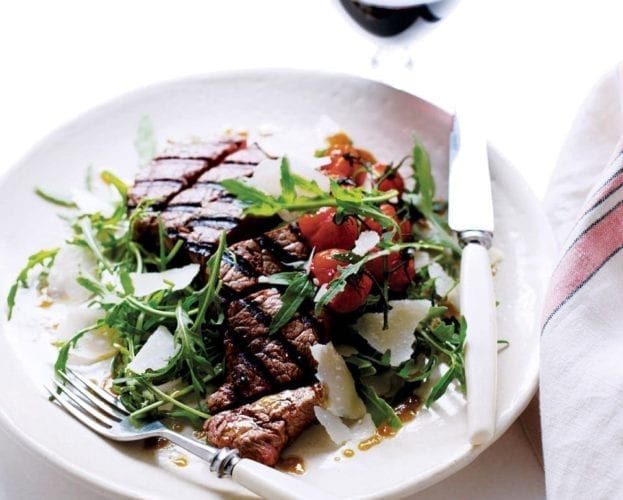 Steak tagliata with parmesan