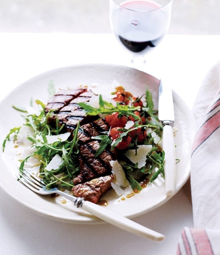 Steak tagliata with parmesan