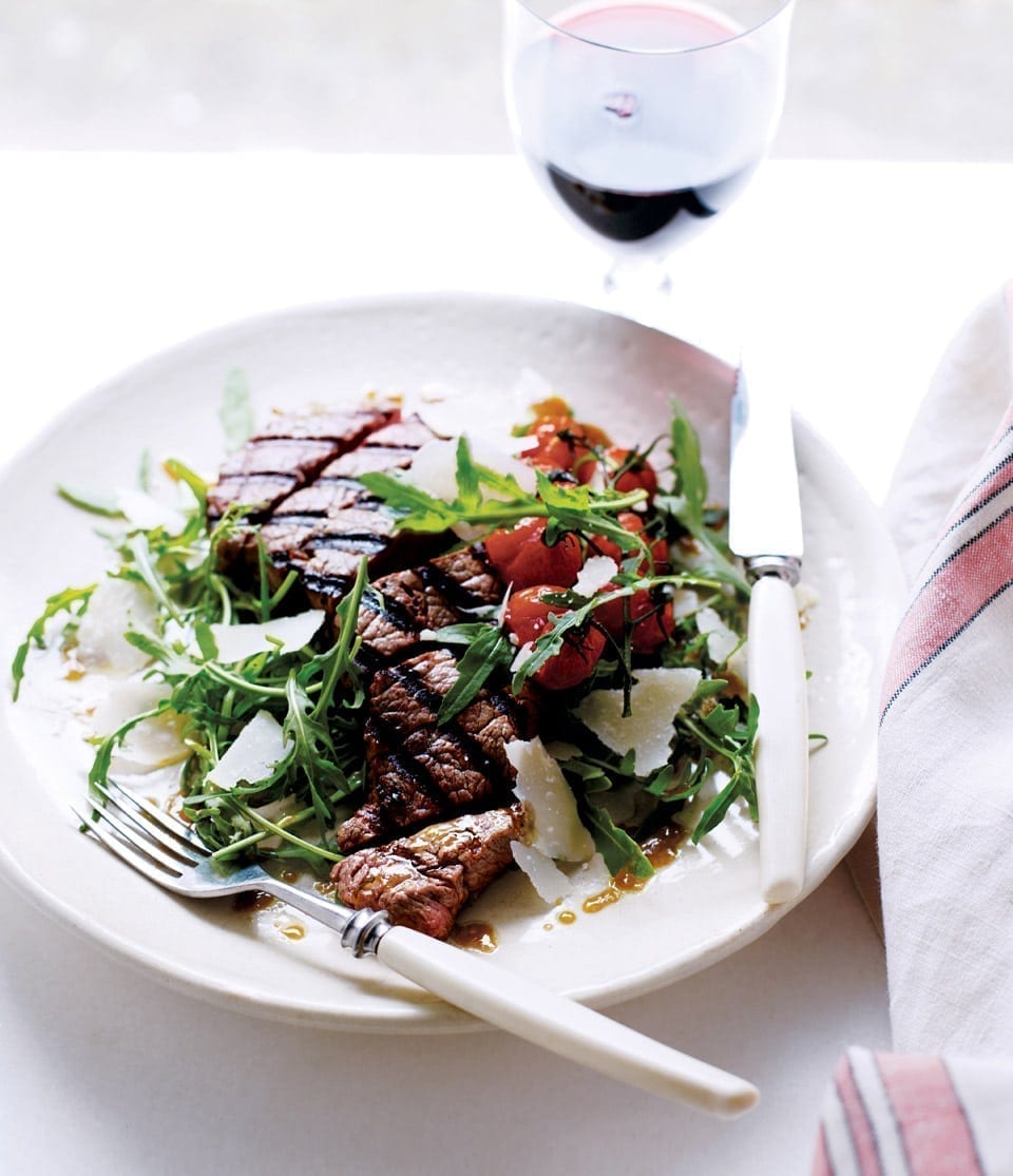 Steak tagliata with roasted vine tomatoes recipe delicious. magazine