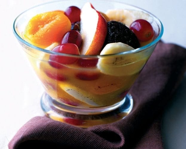 Winter fruit compote with yogurt