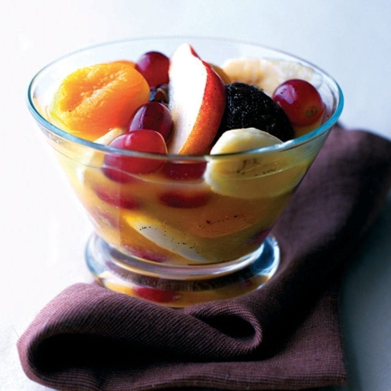 Winter fruit compote with yogurt