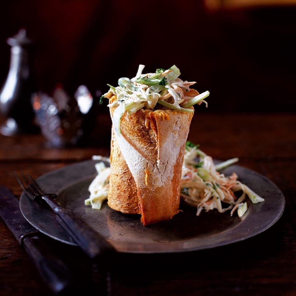 Turkey coleslaw in a baguette recipe | delicious. magazine