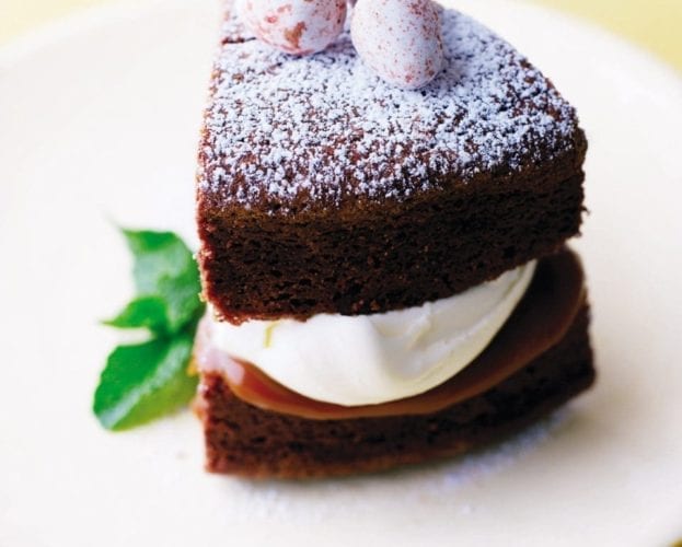 Chocolate and caramel Easter cake