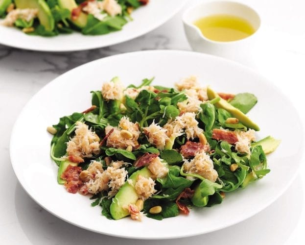 Jersey royal and brown crab salad