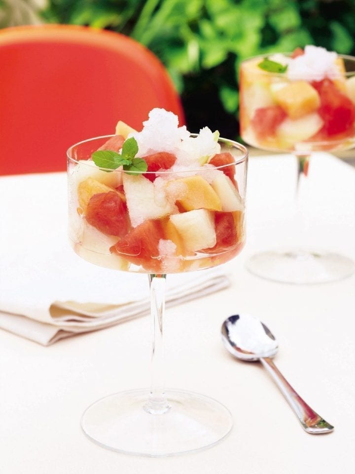 Melon salad with grappa granita