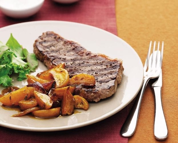 Chimichurri steak with smashed new potatoes