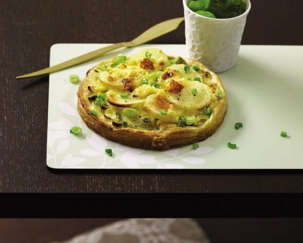 Potato, Cheshire cheese and spring onion tarts