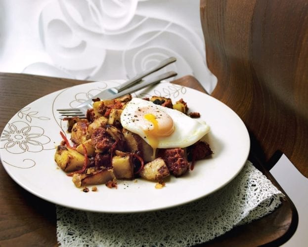 Corned beef and sweetcorn hash